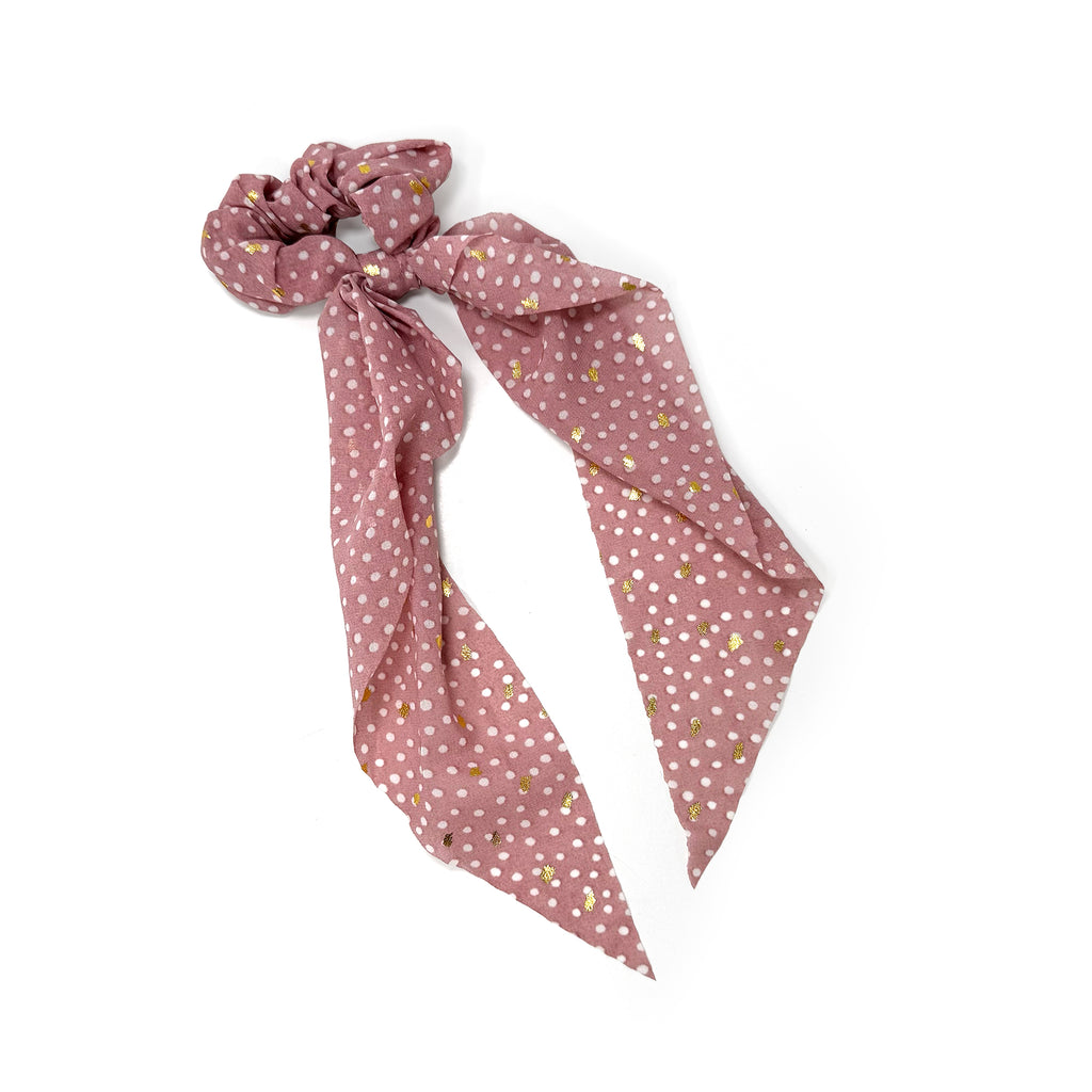 Mini Polka Dot Long Tail Scrunchie with Gold Flecks