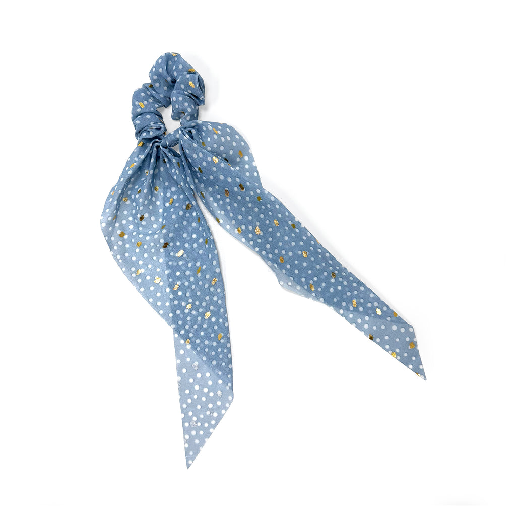 Mini Polka Dot Long Tail Scrunchie with Gold Flecks