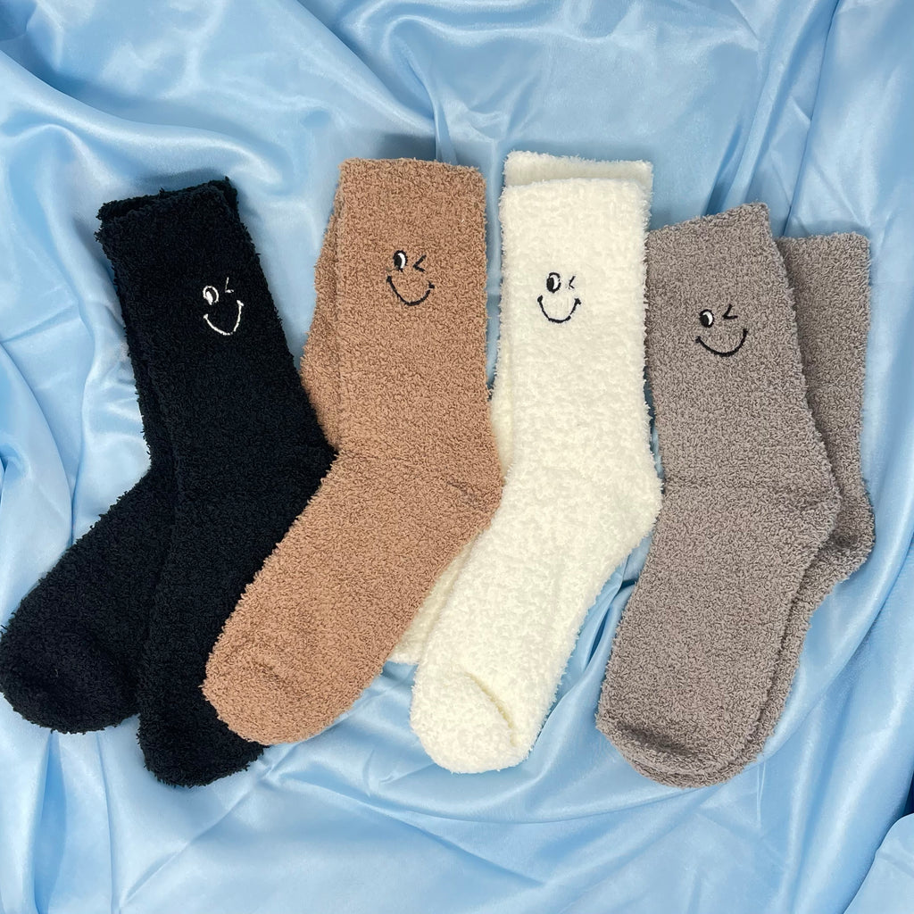 Winky Face Fleece Socks